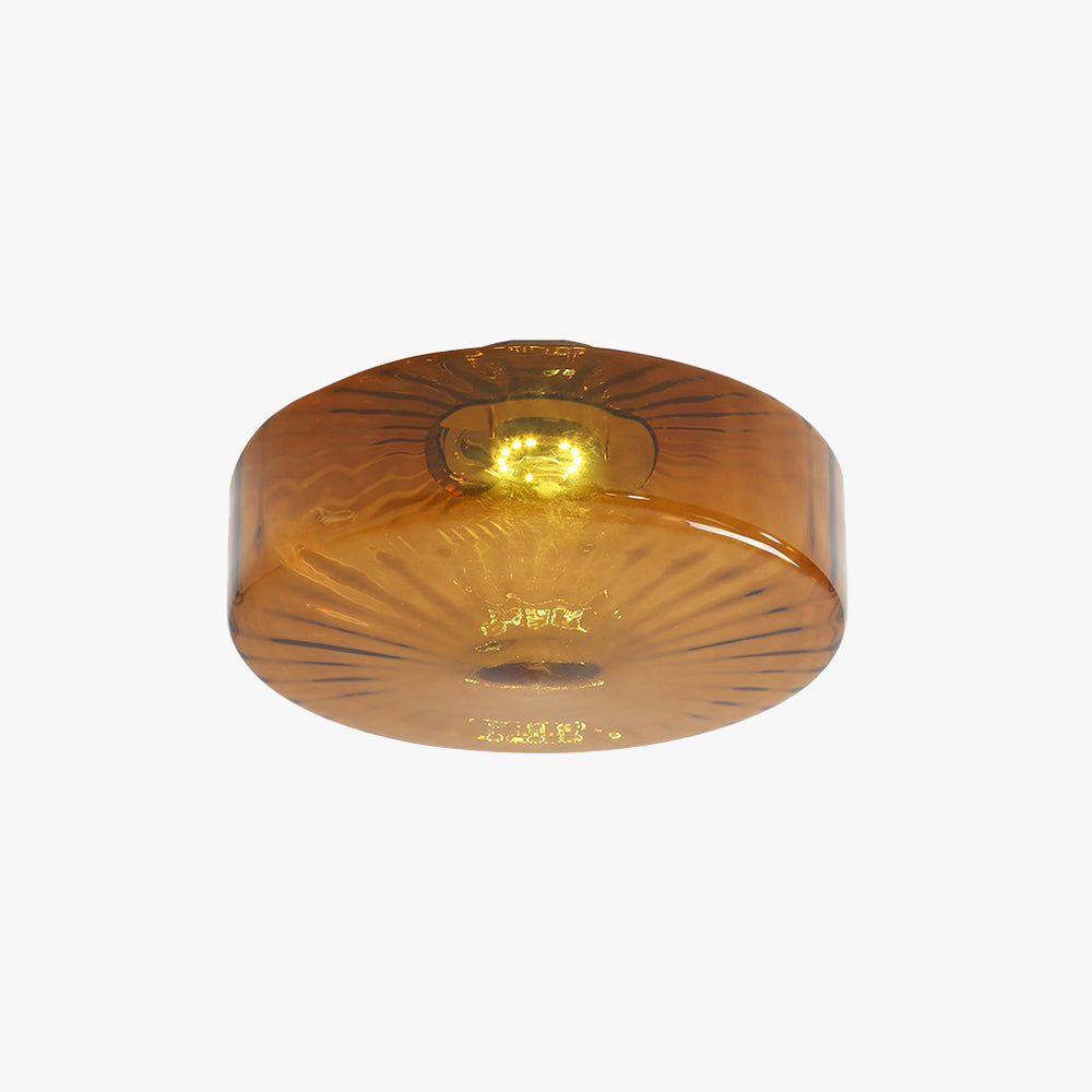 Sunburst Pattern And Warm Glow Amber Glass Ceiling Light